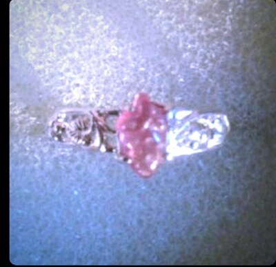 Natural Hand Carved Strawberry Pink Spinel Sterling Silver Ring - image1